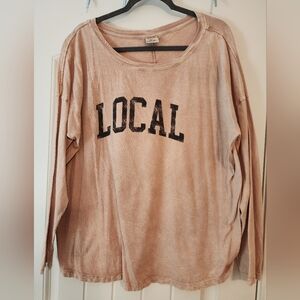 Oat Collective Local Graphic Long Sleeve Top Blush Pink 100% Cotton XL Soft Girl